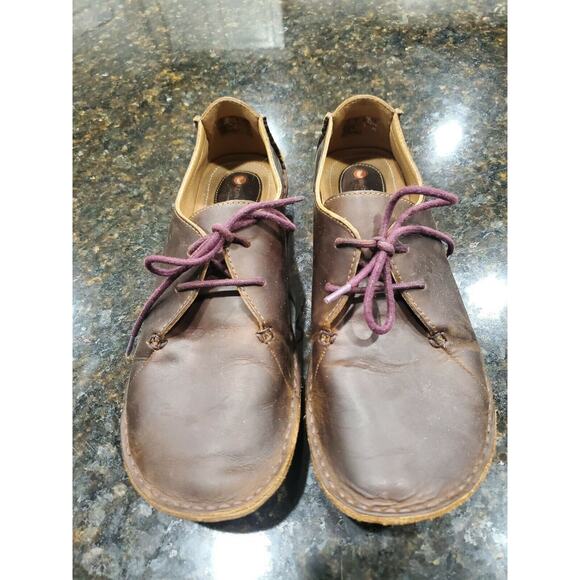 Clarks Unstructured Brown Women's Leather Rubber Sole Lace Up Boots Size US 9M - Picture 1 of 10